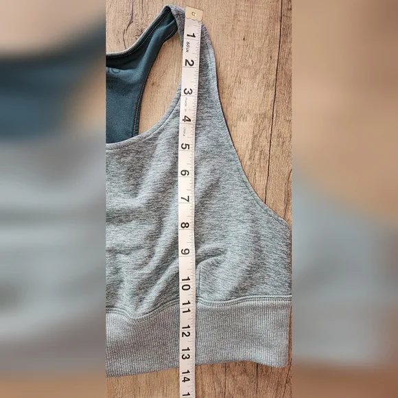Alo Yoga Longline Racerback Sports Bra Heathered Teal Medium - Picture 5 of 5